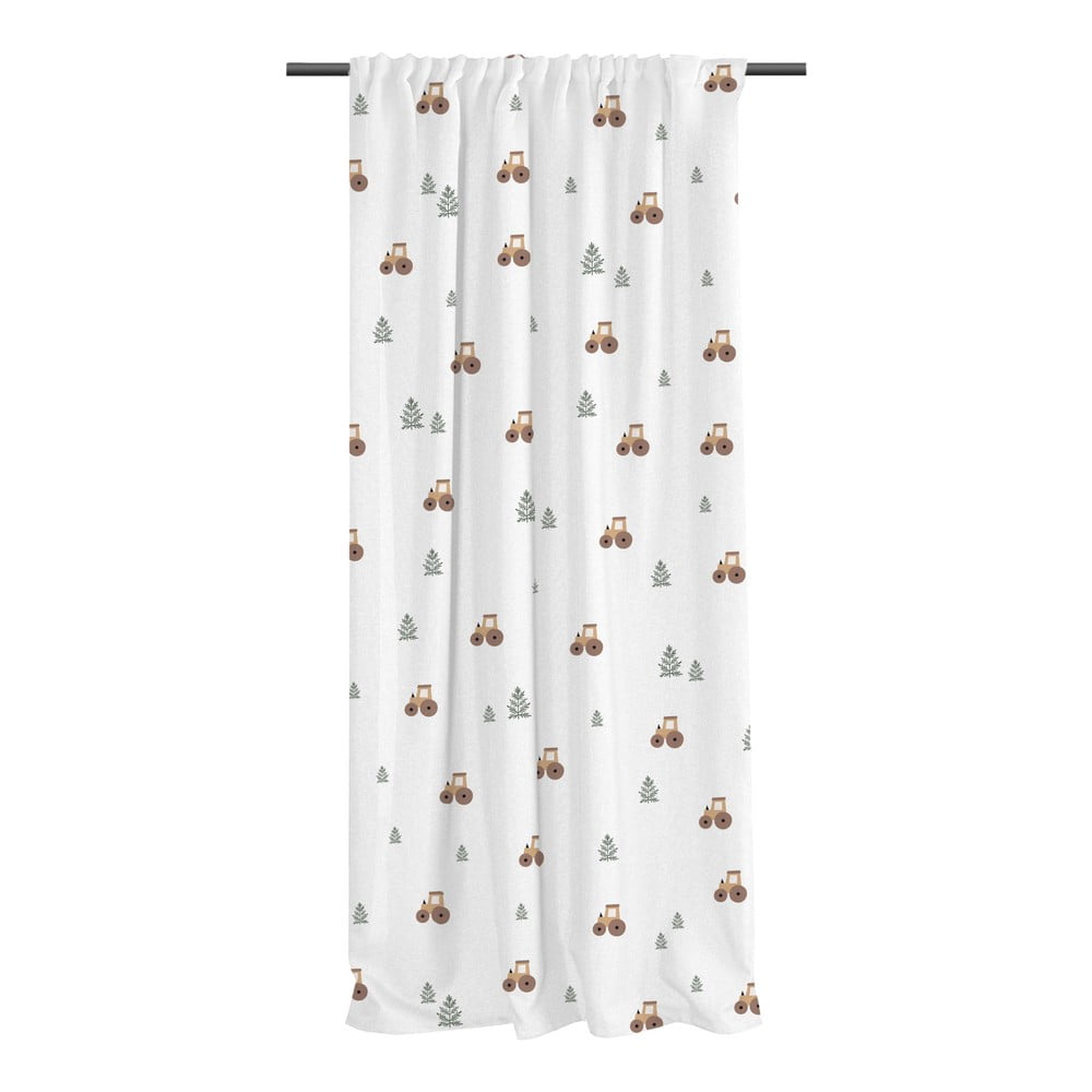 Draperie pentru copii albă din bumbac satinat 110x250 cm Winter Tractor – Butter Kings