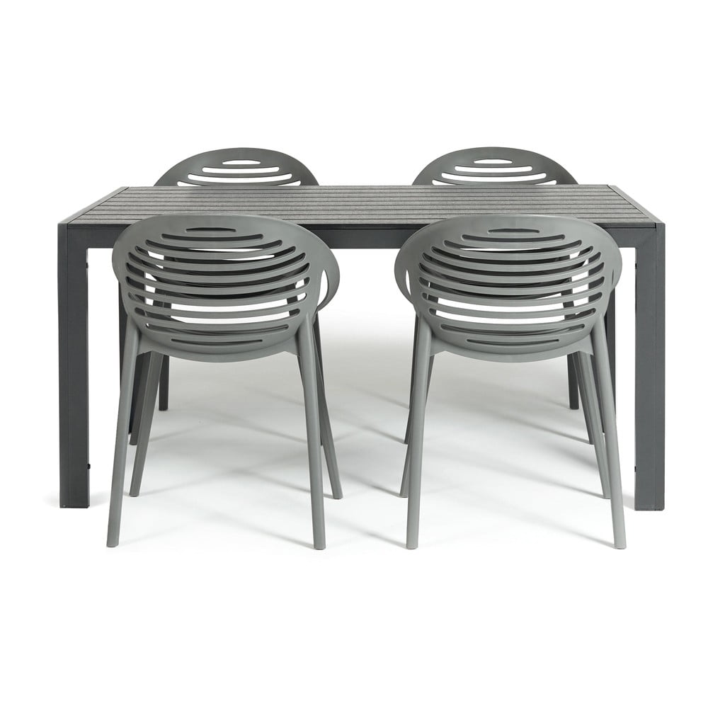Set mobilier de grădină pentru 4 persoane cu scaune gri Joanna și masă Viking, 90 x 150 cm Bonami Selection imagine 2022