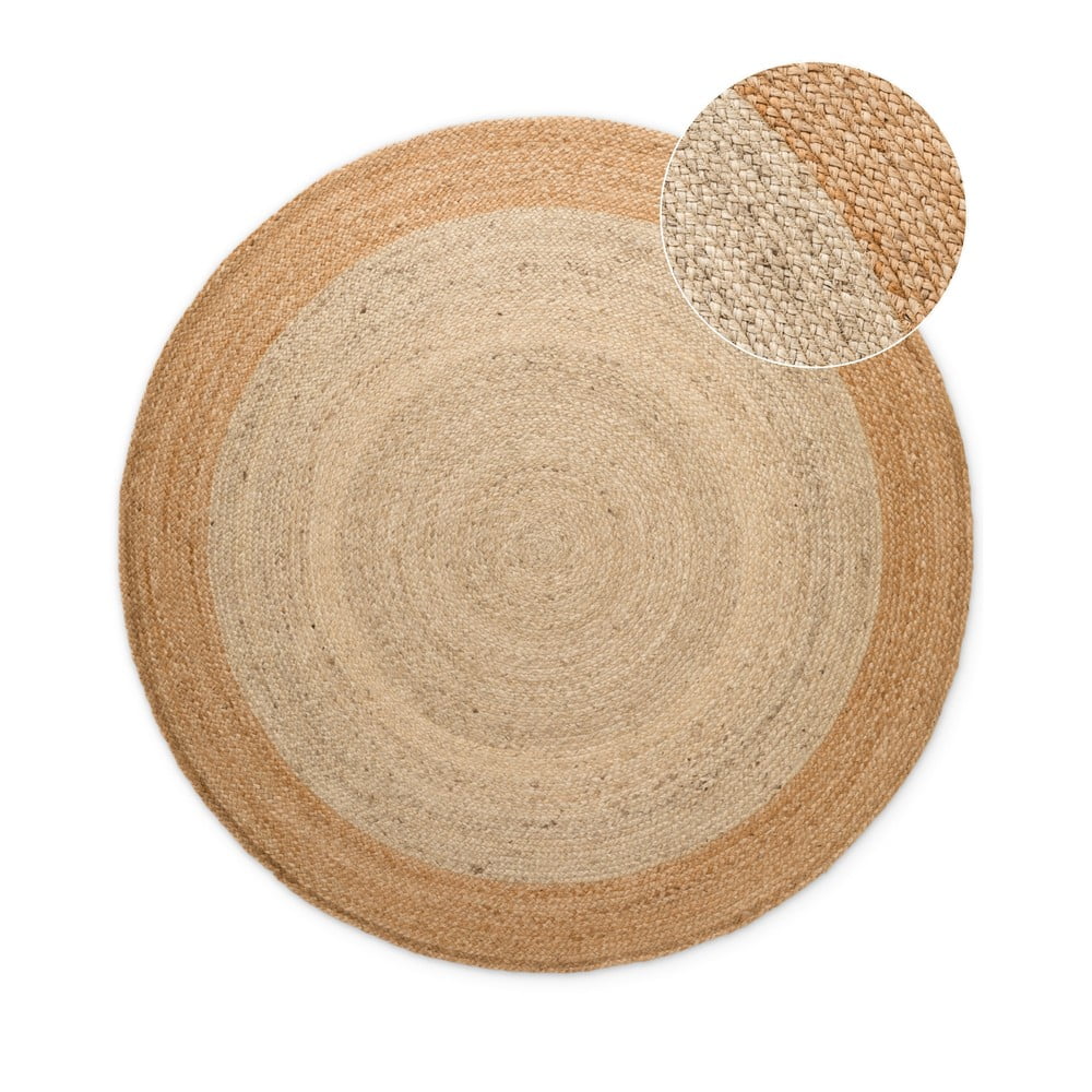 Covor fildeș reversibil/țesut manual rotund din iută ø 160 cm Jutta Ivory – Hanse Home