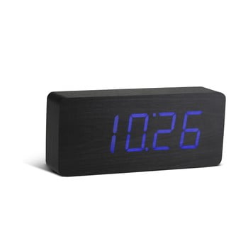 Ceas deșteptător cu LED Gingko Slab Click Clock, negru - albastru