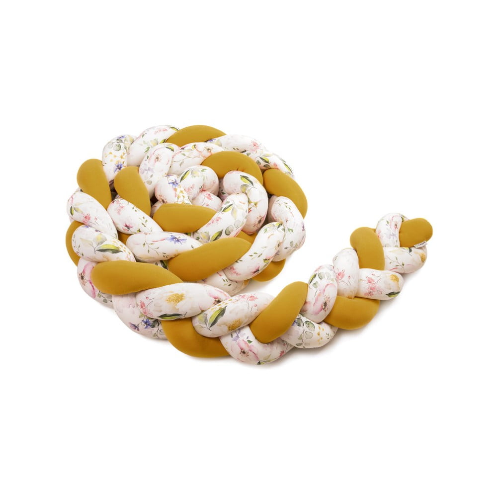 Protecție tricotată din bumbac T-TOMI, lungime 360 cm, galben – alb 360 imagine noua somnexpo.ro