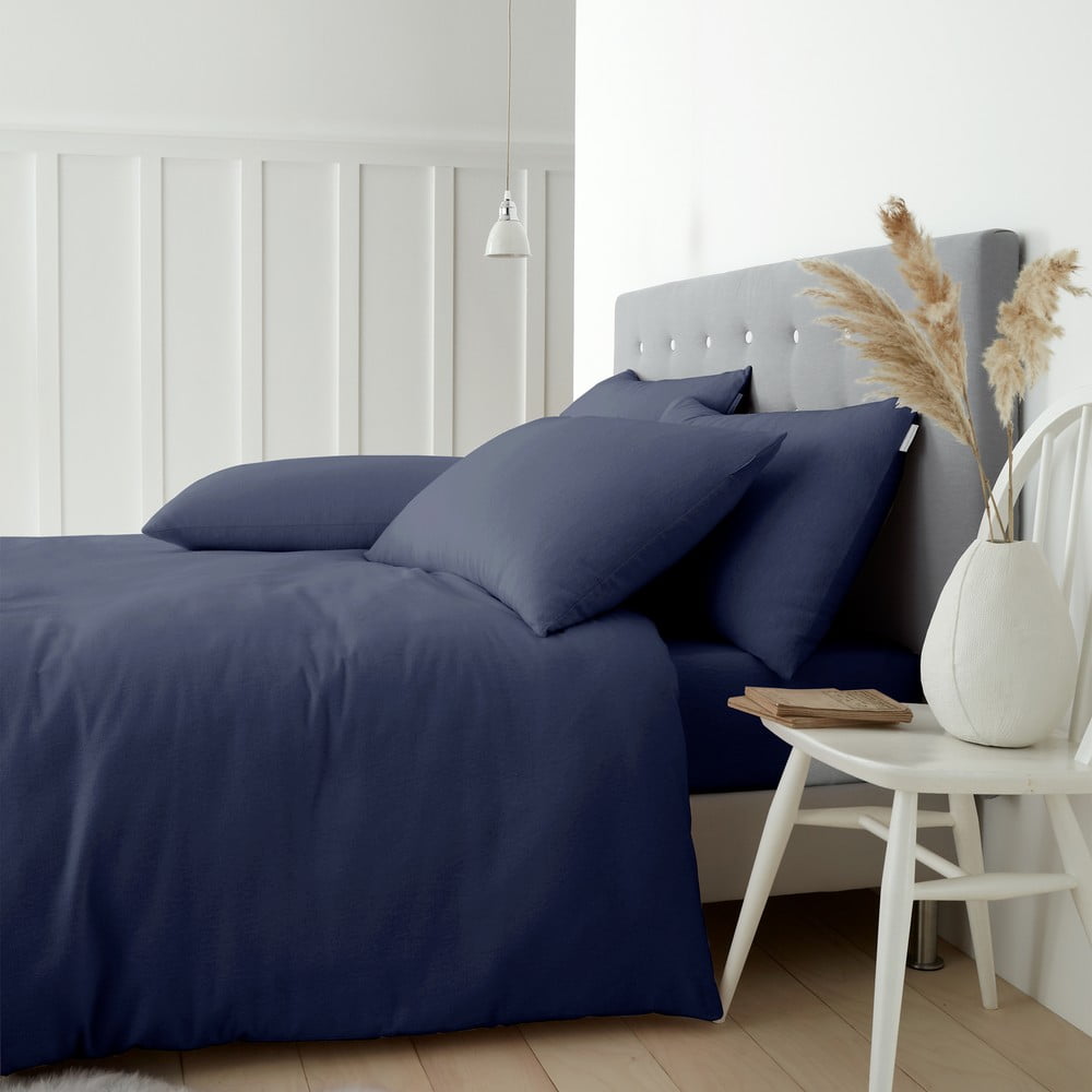 Lenjerie de pat albastru-închis din bumbac pentru pat de o persoană 135×200 cm – Catherine Lansfield 135x200 imagine noua