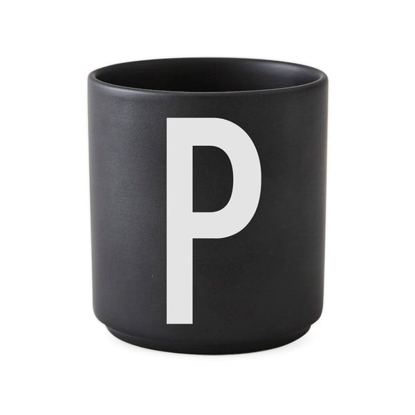 Cană din porțelan Design Letters Alphabet P, 250 ml, negru