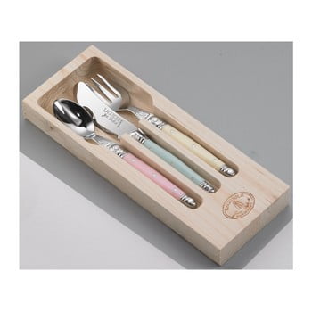 Set 3 tacâmuri din inox, în cutie din lemn, pentru copii Jean Dubost