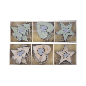 Set 12 decorațiuni din lemn ego dekor