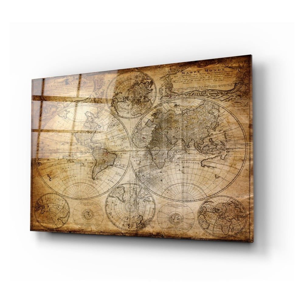 Tablou din sticlă Insigne World Map, 110 x 70 cm bonami.ro