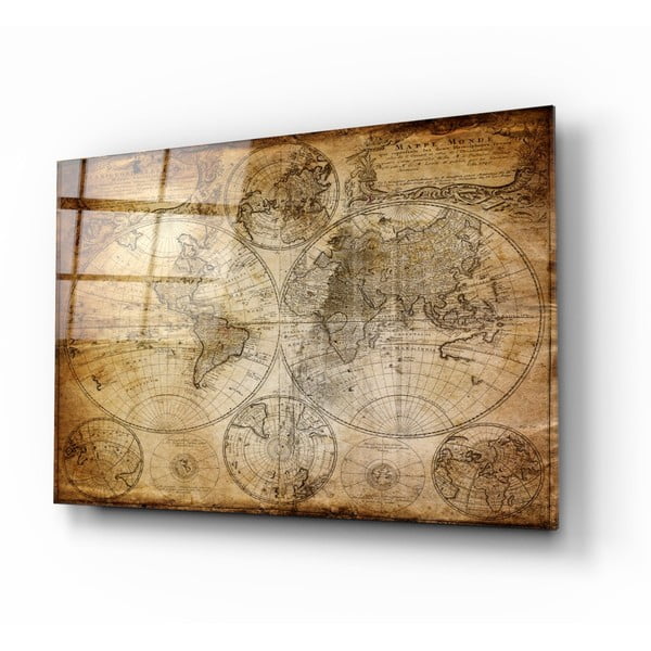 Tablou din sticlă Insigne World Map, 110 x 70 cm