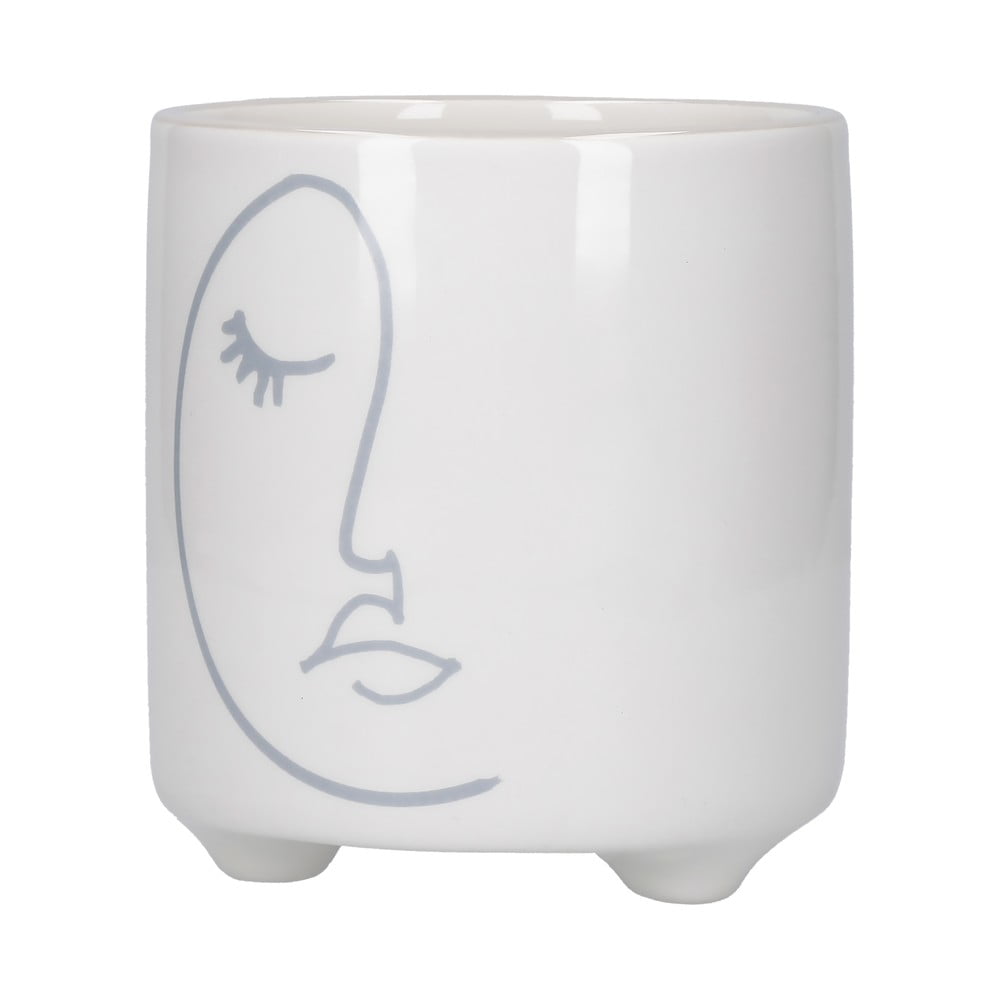 Ghiveci alb din ceramica Kitchen Craft Abstract Face