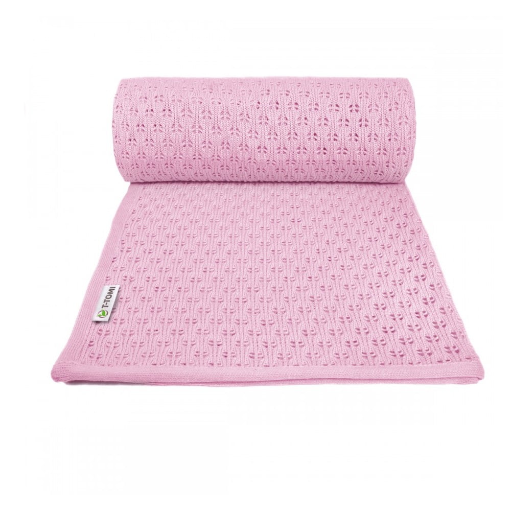 Pătură tricotată din amestec de bumbac pentru copii T-TOMI Summer, 80 x 100 cm, roz bonami.ro