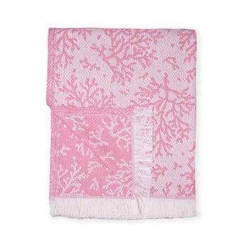 Pled din amestec de bumbac euromant summer coral, 140 x 180 cm, roz închis