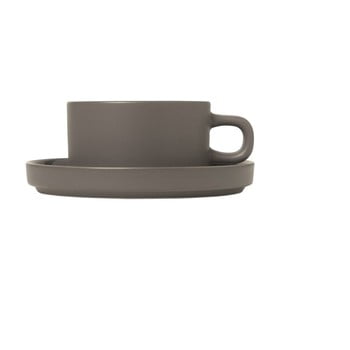 Set 2 căni cu farfurioară din ceramică blomus pilar, 170 ml, gri închis