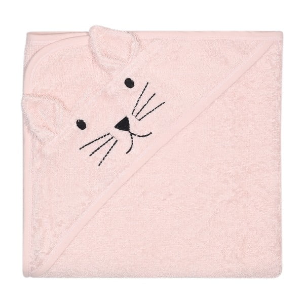 Prosoape de bumbac pentru copii cu glugă Kindsgut Cat, roz