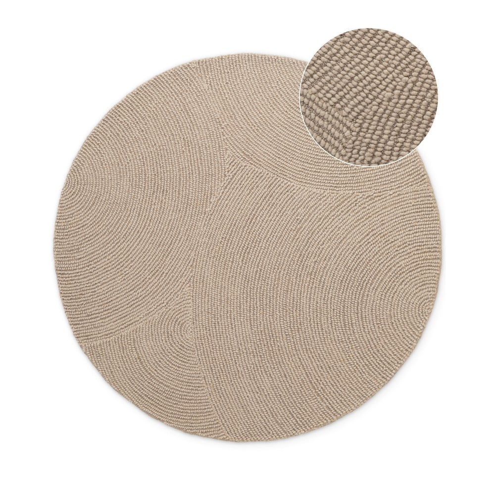 Covor bej țesut manual rotund din lână ø 200 cm Eleni Light Beige – Hanse Home