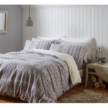 Lenjerie de pat din fleece catherine lansfield alpine, 200 x 200 cm, gri