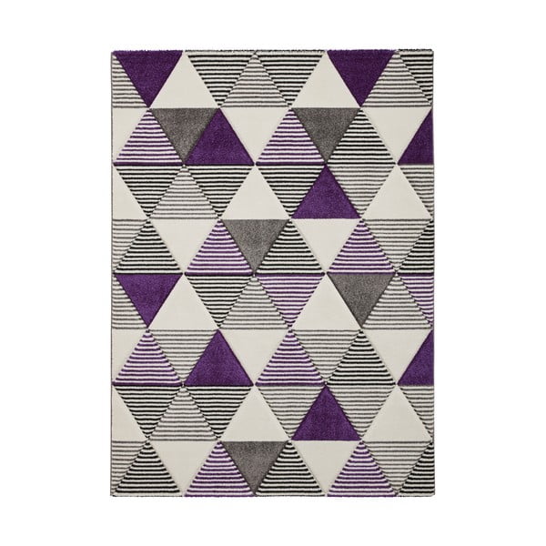 Covor Think Rugs Brooklyn Geo, 160 x 220 cm, violet-gri