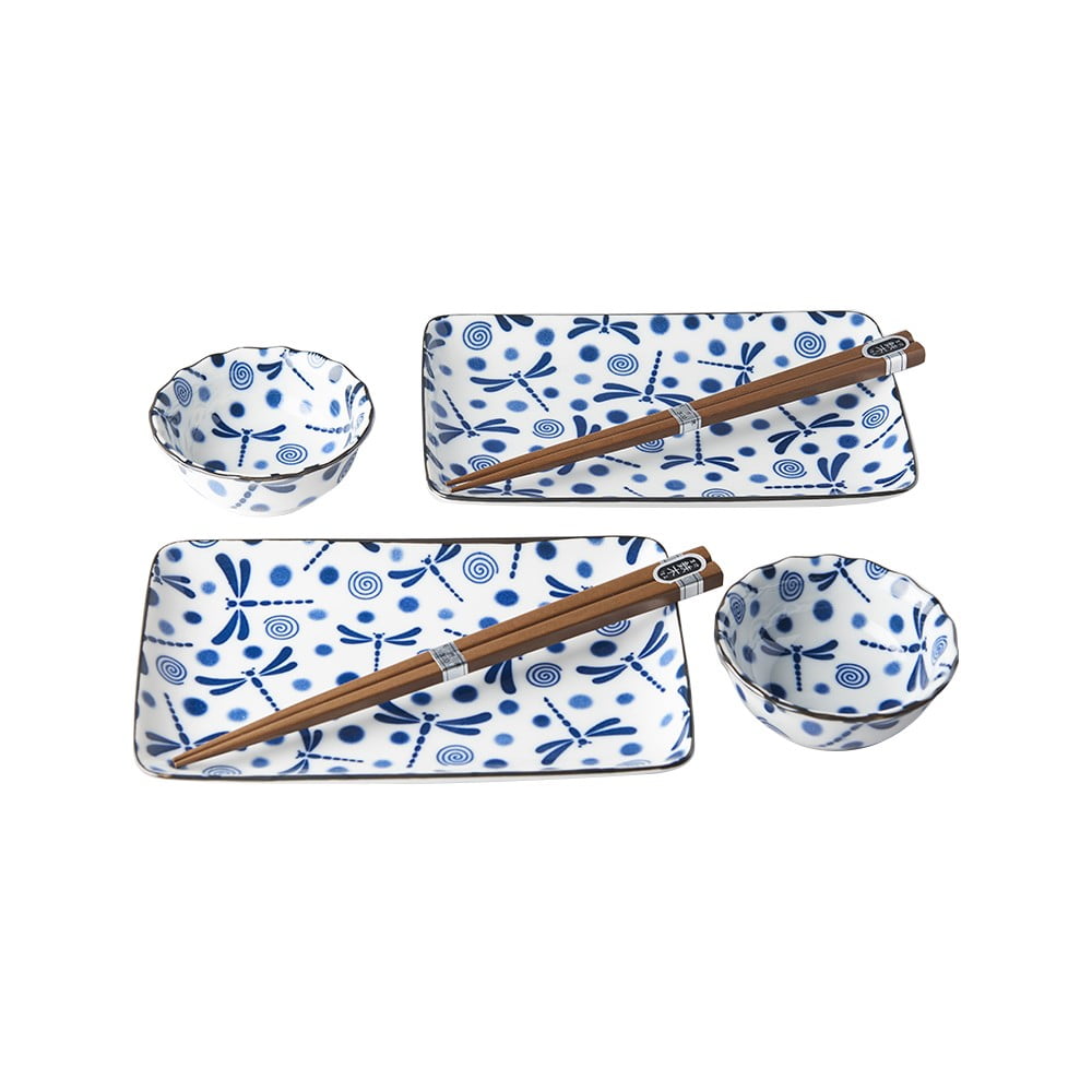 Set 6 farfurii de sushi din ceramică MIJ Blue Dragonfly, albastru-alb bonami.ro imagine 2022