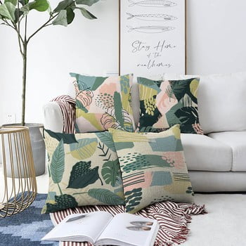 Set 4 fețe de pernă minimalist cushion covers leaves, 55 x 55 cm