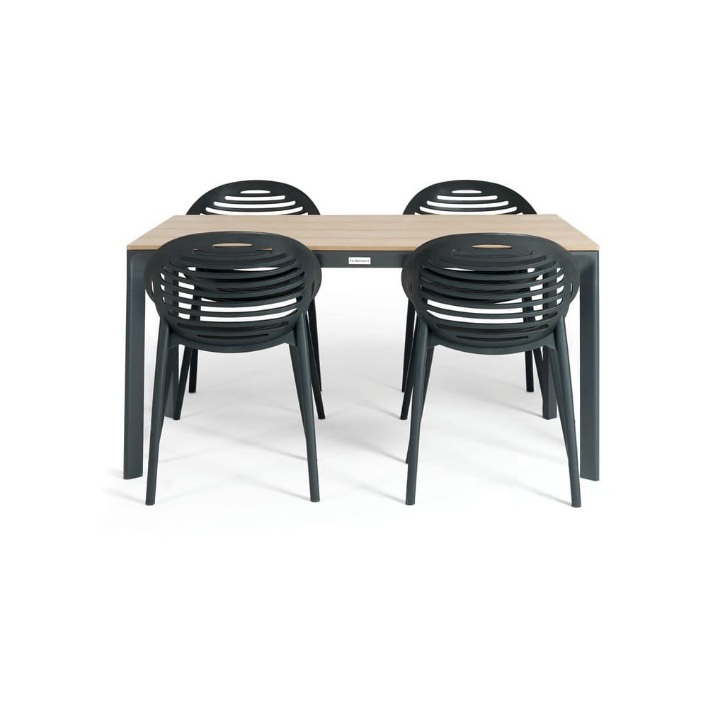 Set mobilier de grădină pentru 4 persoane cu scaune negre Joanna și masă Thor, 147 x 90 cm Bonami Selection imagine 2022