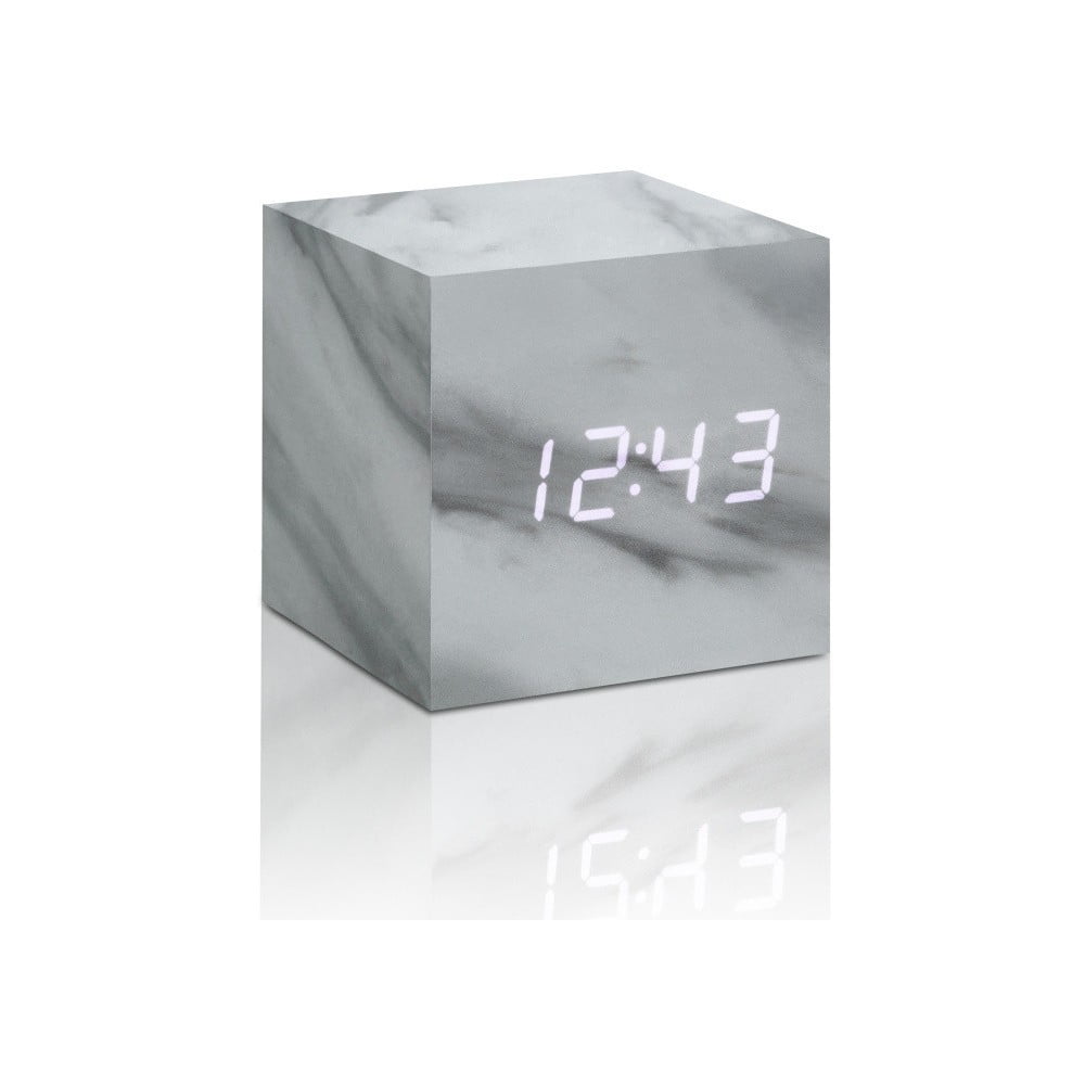 Ceas LED cu aspect de marmură Gingko Cube Click Clock, alb bonami.ro