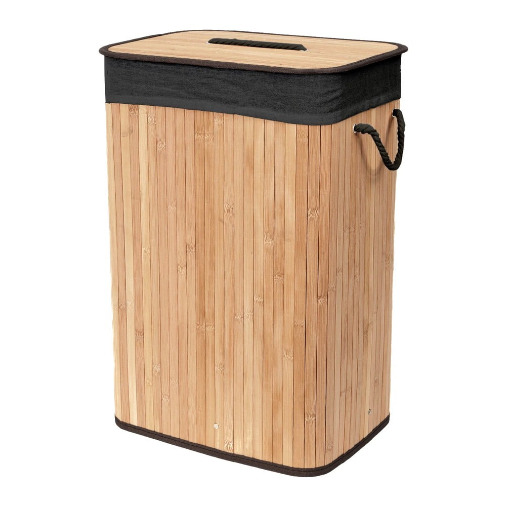 Coș de rufe negru/în culoare naturală din bambus 78 l Bamboo – Compactor