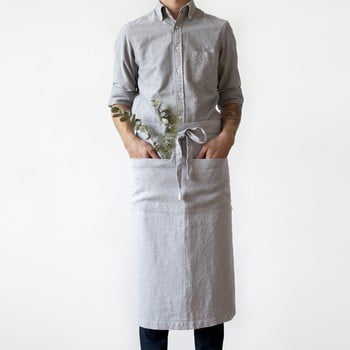 Șorț din in linen tales garcon, lungime 76 cm, gri deschis