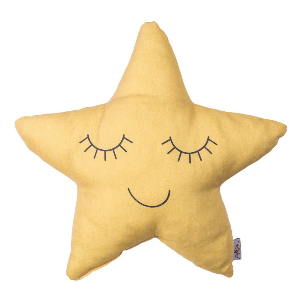 Pernă din amestec de bumbac pentru copii Mike & Co. NEW YORK Pillow Toy Star, 35 x 35 cm, galben amestec