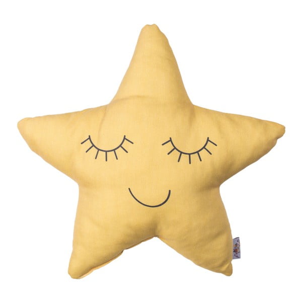 Pernă din amestec de bumbac pentru copii Mike & Co. NEW YORK Pillow Toy Star, 35 x 35 cm, galben