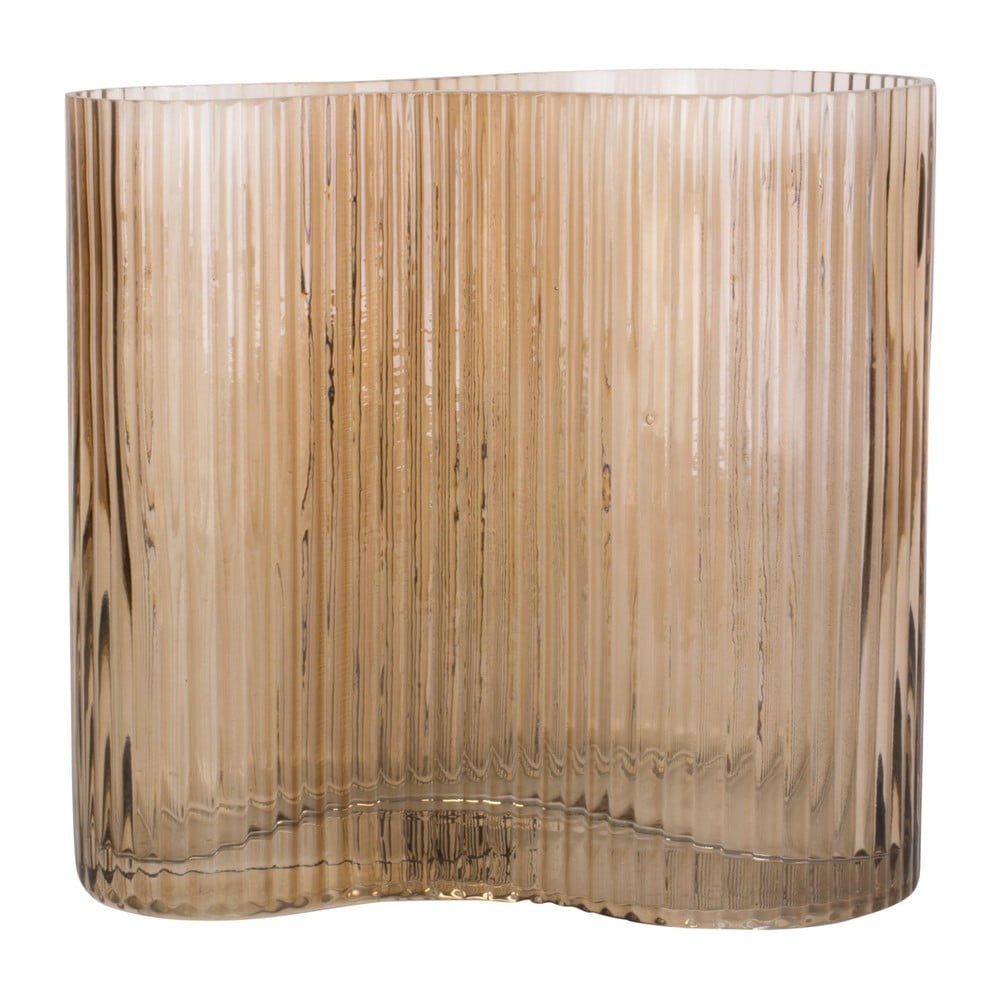 Vază din sticlă PT LIVING Wave, înălțime 18 cm, maro deschis