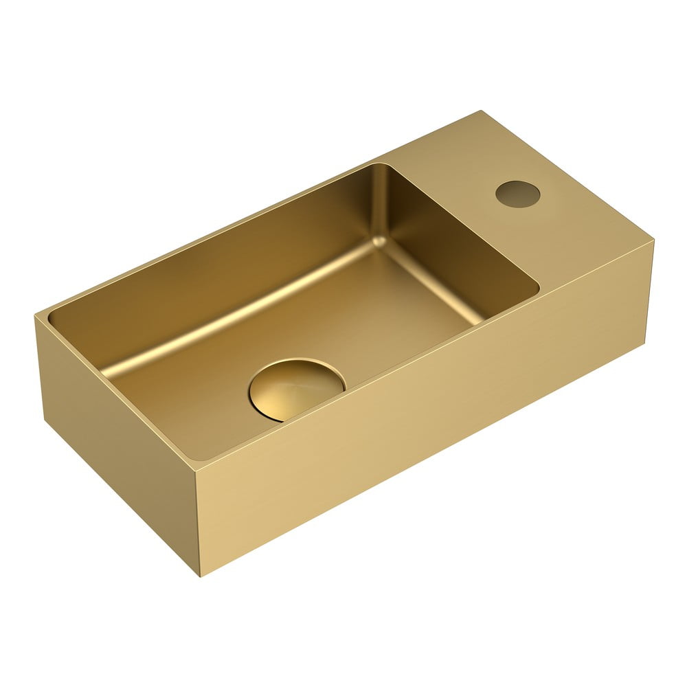 Chiuvetă mică pentru WC aurie din oțel inoxidabil 36,5x18 cm Aurum – Sapho