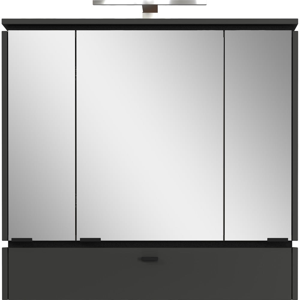 Dulap de baie gri antracit cu oglindă/cu iluminare 79x80 cm modesto – germania
