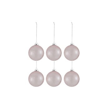 Set 6 globuri din sticlă pentru crăciun j-line xmas, ø 8 cm, roz