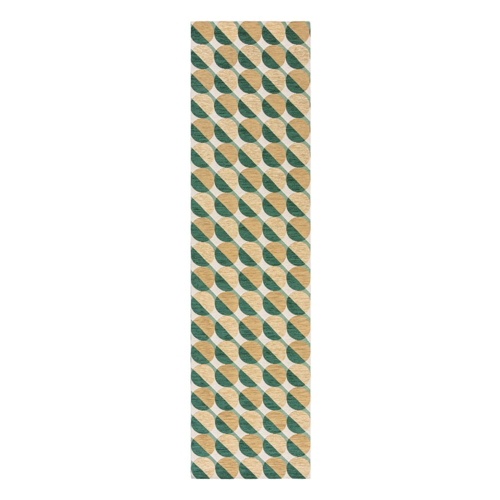 Covor tip traversă galben/verde 60x230 cm Carlos Circle Geo – Flair Rugs