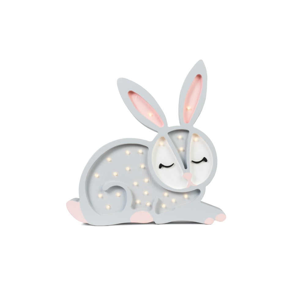 Veioză albă din lemn de pin Little Lights Bunny, lungime 34 cm