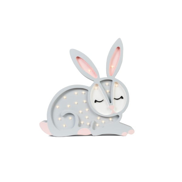Veioză albă din lemn de pin Little Lights Bunny, lungime 34 cm