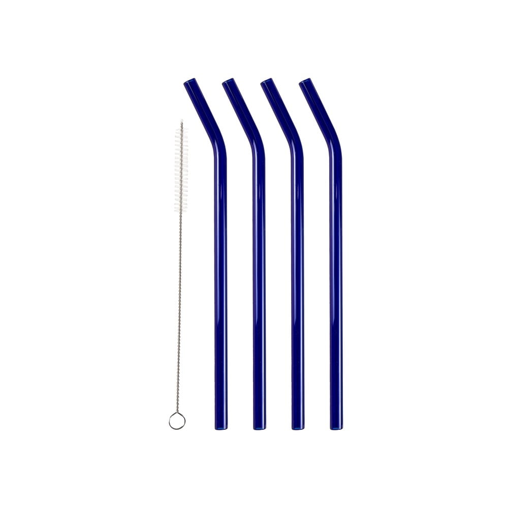 Paie de băut cu perie de curățare 4 buc. din sticlă – Lyngby Glas