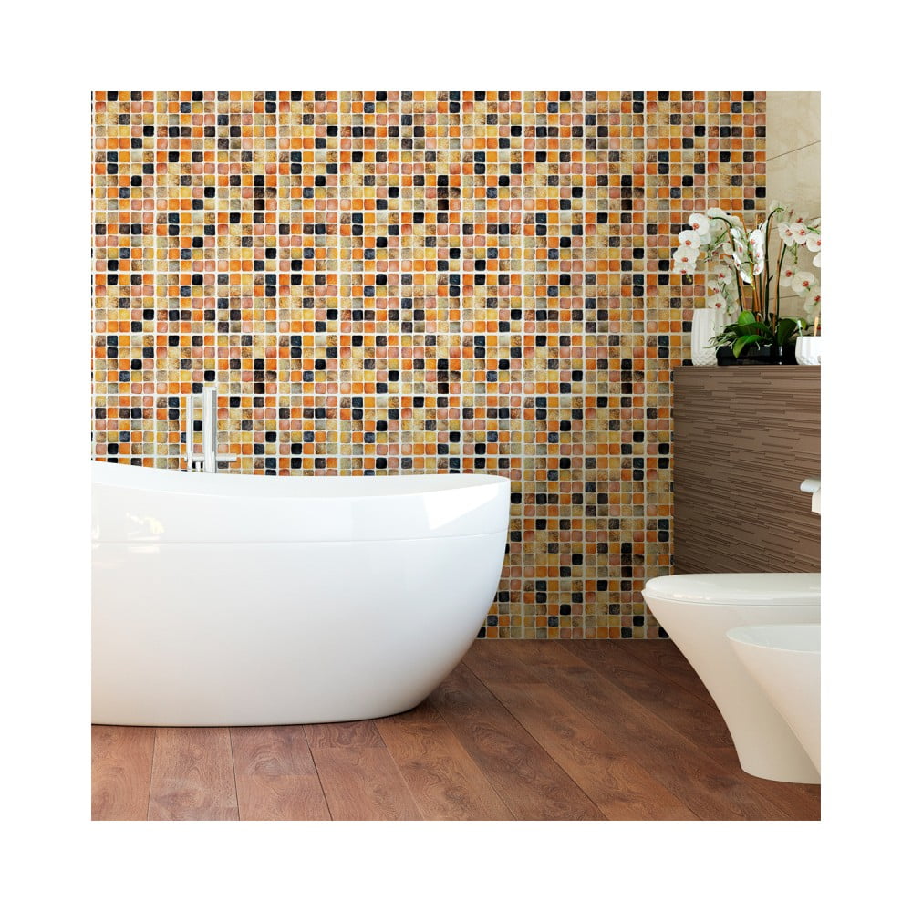 Set 9 autocolante de perete Ambiance Tiles Mosaics Sanded Grade, 15 x 15 cm Ambiance imagine 2022