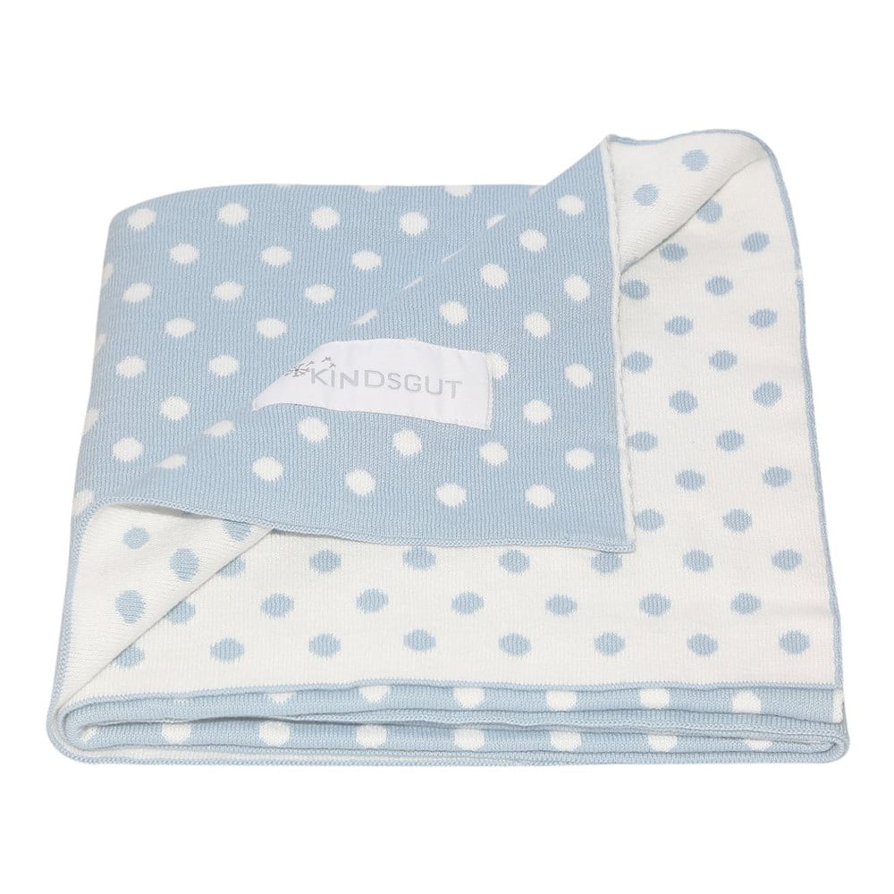 Pătură din bumbac pentru copii Kindsgut Dots, 80 x 100 cm, albastru-alb bonami.ro