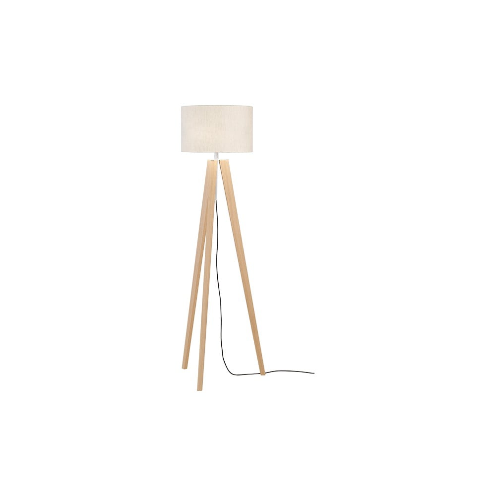 Lampadar bej/în culoare naturală cu abajur textil (înălțime 140 cm) Shine-wood – Fischer & Honsel