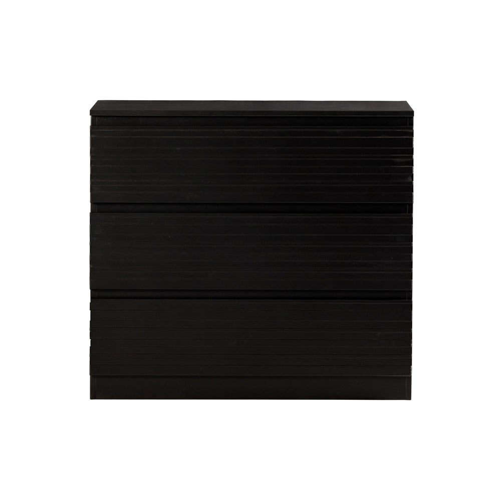  Comodă neagră joasă din lemn de pin 83x75 cm Jente – WOOOD 