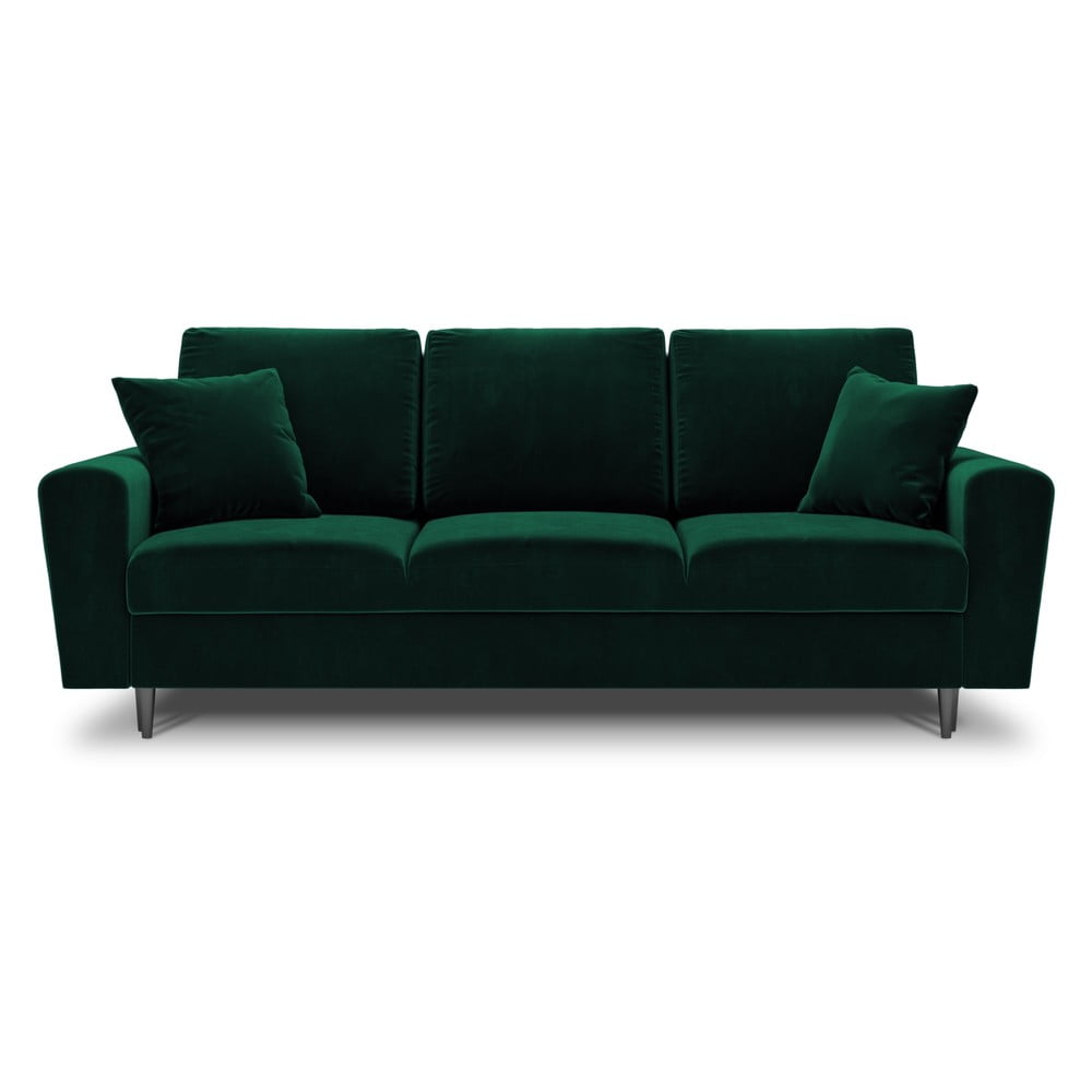 Canapea verde extensibilă, cu spațiu de depozitare cu tapițerie din catifea 235 cm Kyoto – Cosmopolitan Design