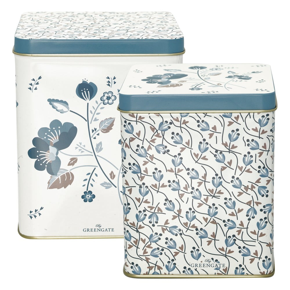Set 2 cutii pentru alimente green gate mozy, alb-albastru