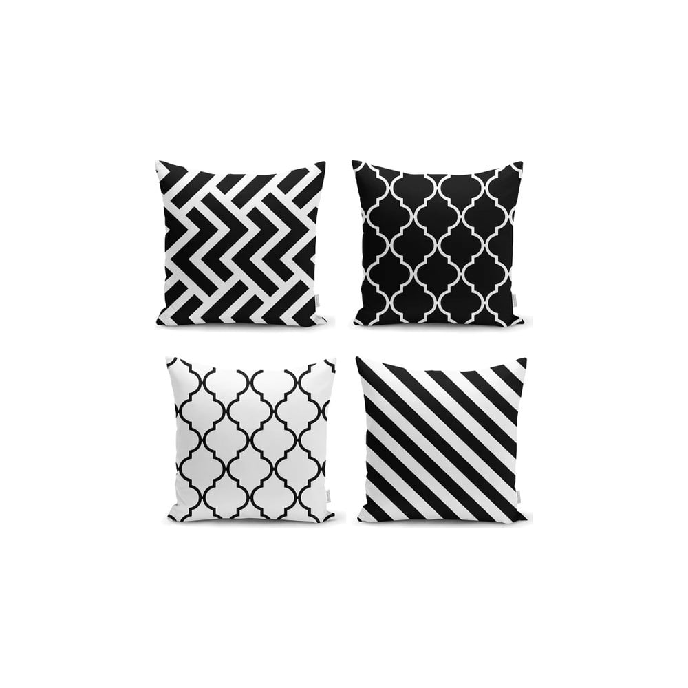Set 4 fețe de pernă Minimalist Cushion Covers BW Graphic Patterns, 45 x 45 cm bonami.ro imagine noua