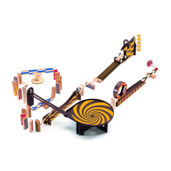 Pistă circuit din lemn pentru copii Djeco „Zig Go”, 45 piese