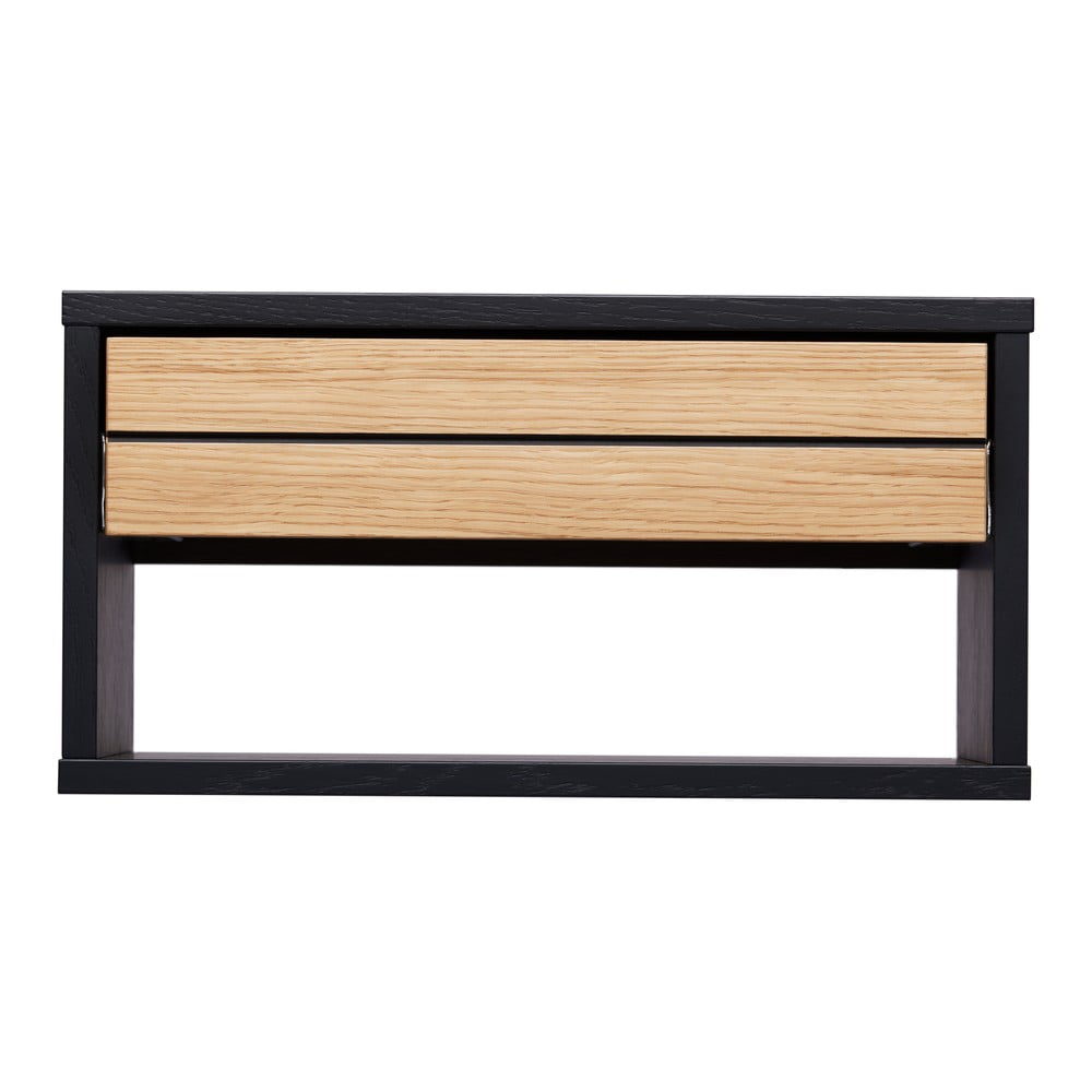 Noptieră neagră/în culoare naturală suspendată cu aspect de lemn de stejar Stripe – Woodman