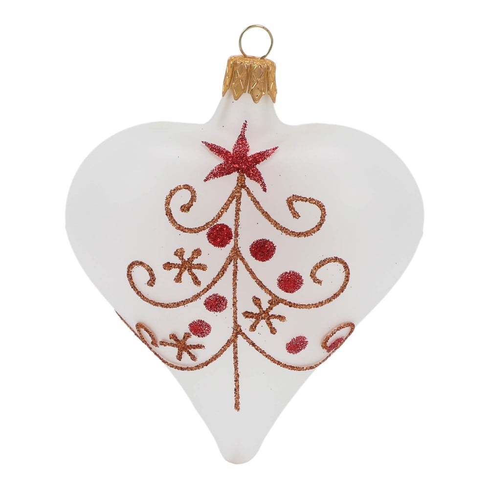 Set 3 globulețe albe de Crăciun din sticlă în formă de inimă Ego Decor albe pret redus