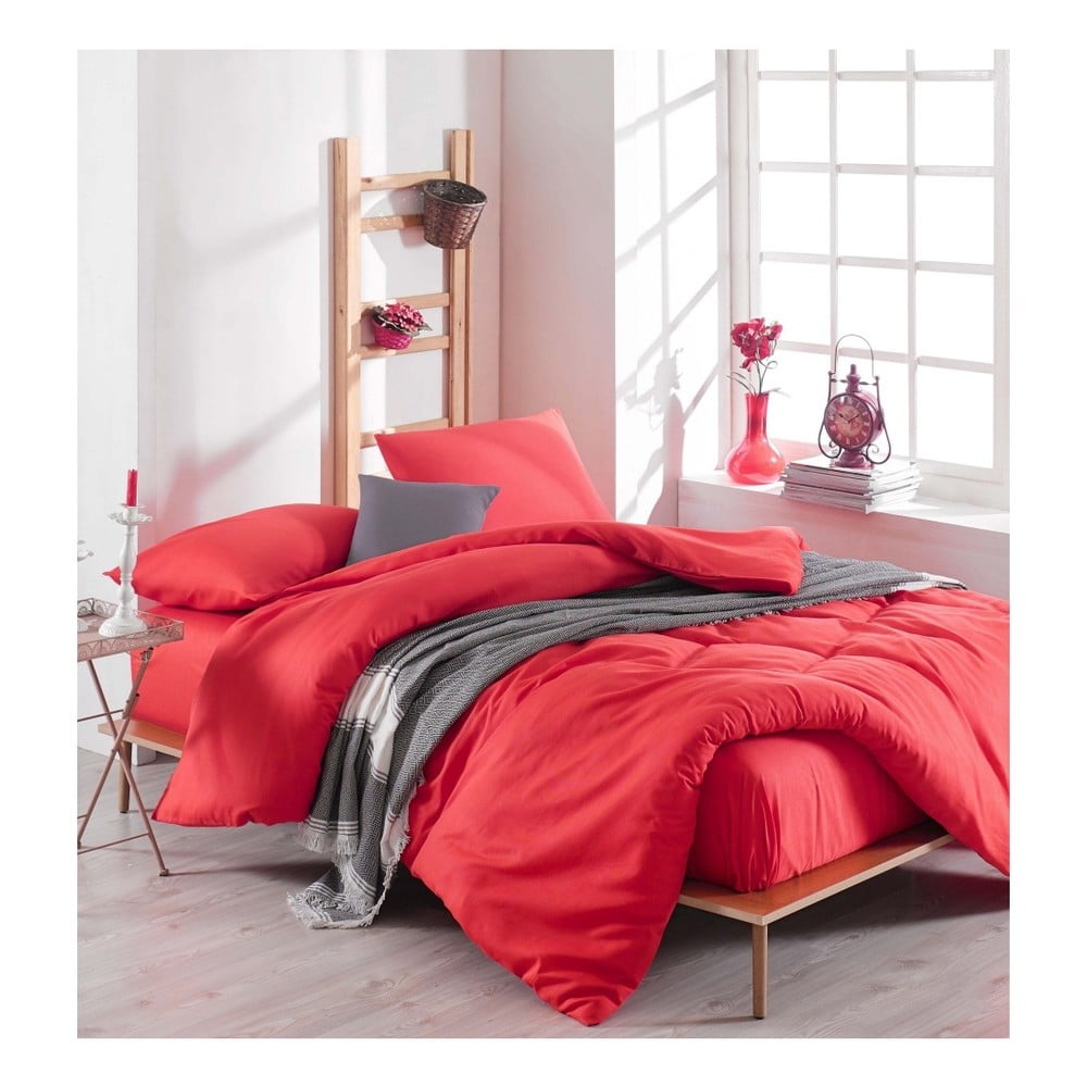 Lenjerie de pat cu cearșaf Basso Rojo, 200 x 220 cm, roșu bonami.ro