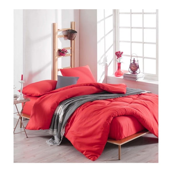 Lenjerie de pat cu cearșaf Basso Rojo, 200 x 220 cm, roșu