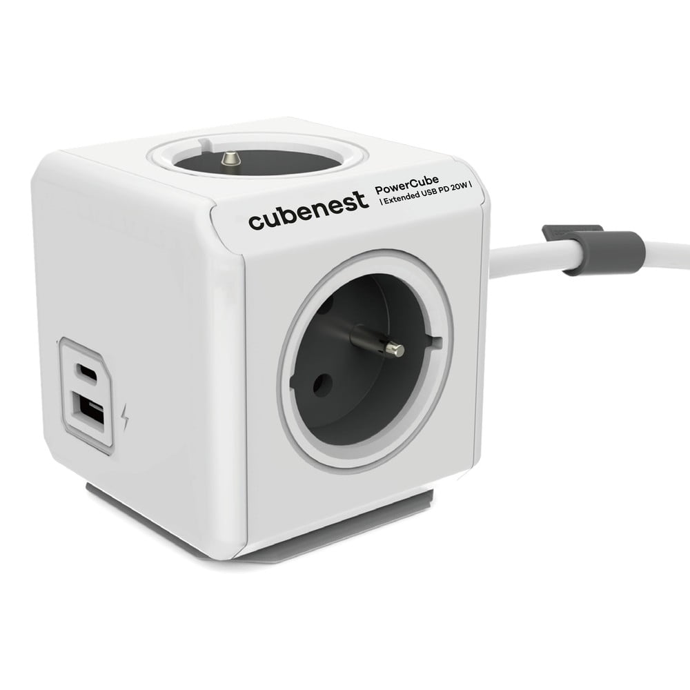 Priză 13 cm PowerCube Extended USB – Cubenest