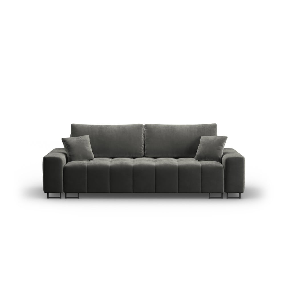Canapea gri extensibilă, cu spațiu de depozitare cu tapițerie din catifea 250 cm Wicklow – Cosmopolitan Design