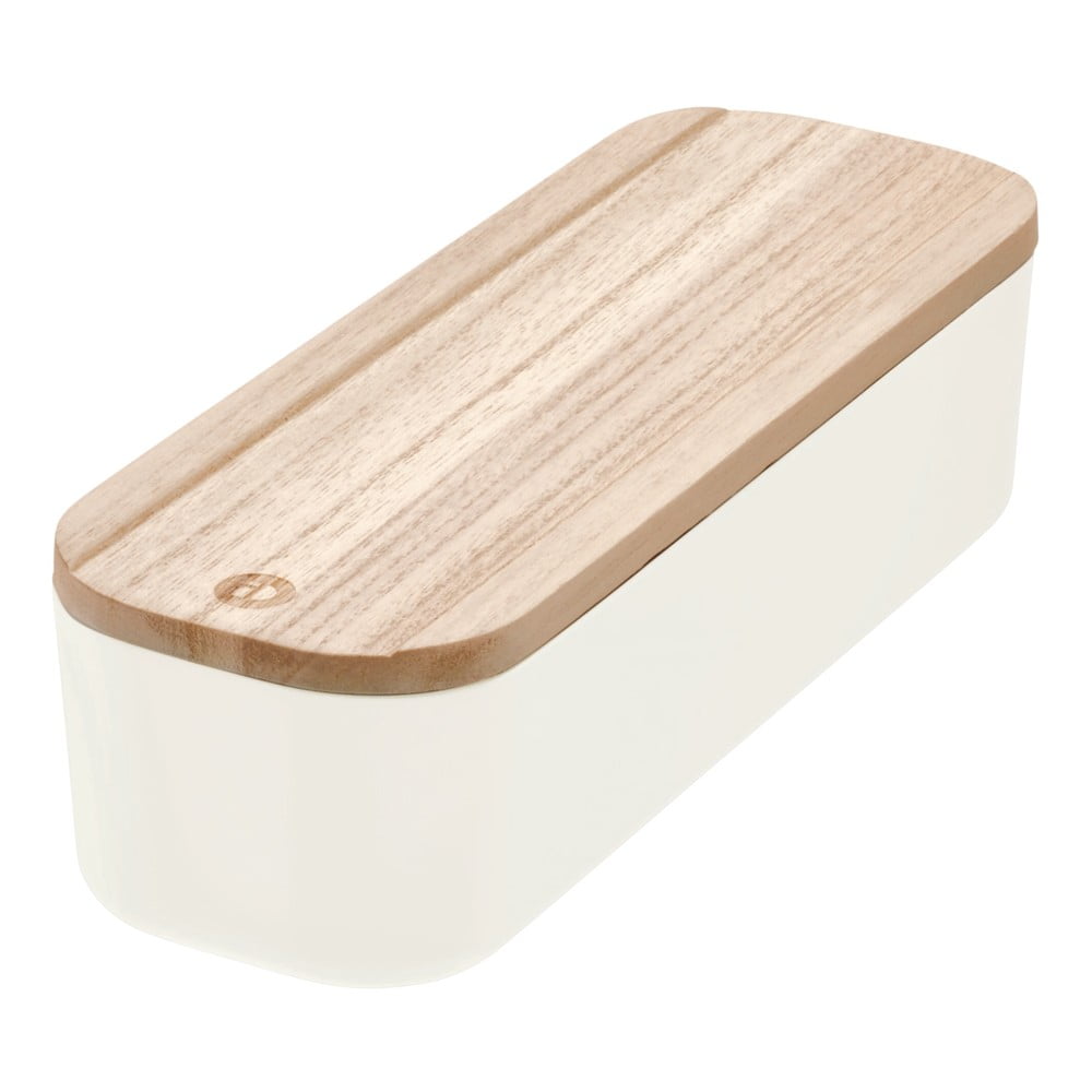Cutie depozitare cu capac din lemn paulownia iDesign Eco, 9 x 27,5 cm, alb bonami.ro imagine 2022